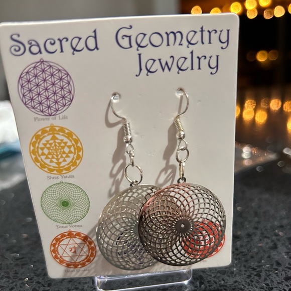 Sacred Geometry earrings- Torus vortex- Stainless steel- hypoallergenic Silver - Picture 2 of 5